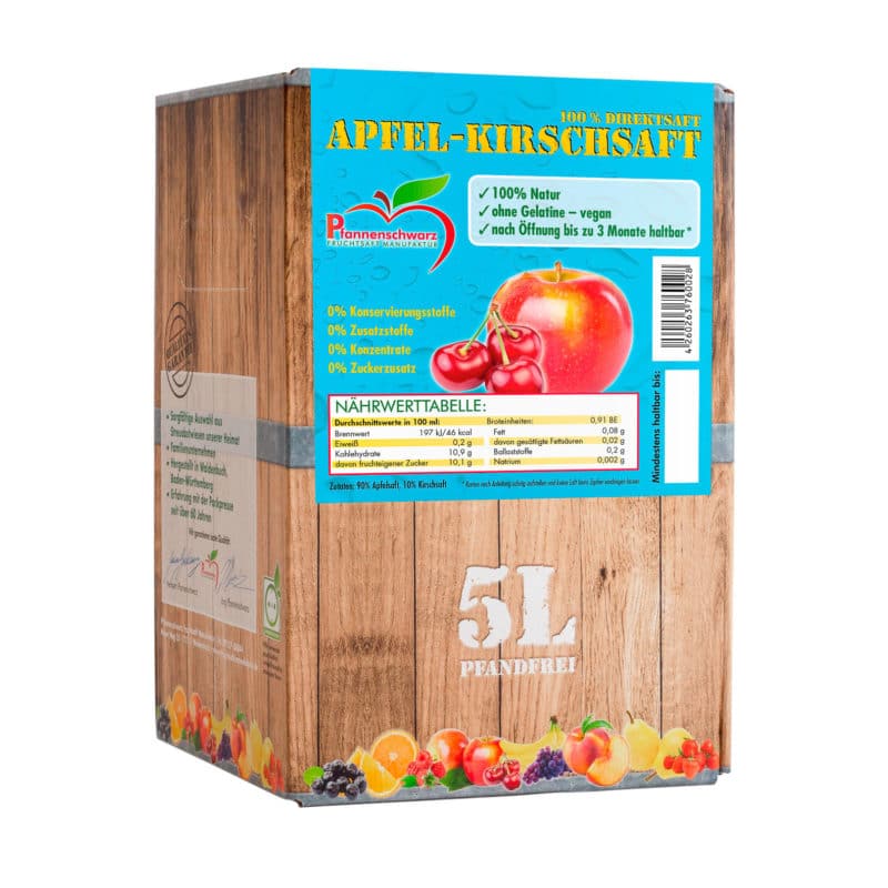 Pfannenschwarz Apfel-Kirschsaft 100% Direktsaft, 2er Pack (2x5 l Bag in Box) – jetzt kaufen bei Stadtmühle Waldenbuch