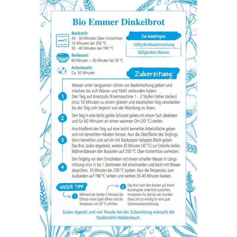 Bio Emmer-Dinkel Brotbackmischung – Detailbild 1 – jetzt kaufen bei Stadtmühle Waldenbuch