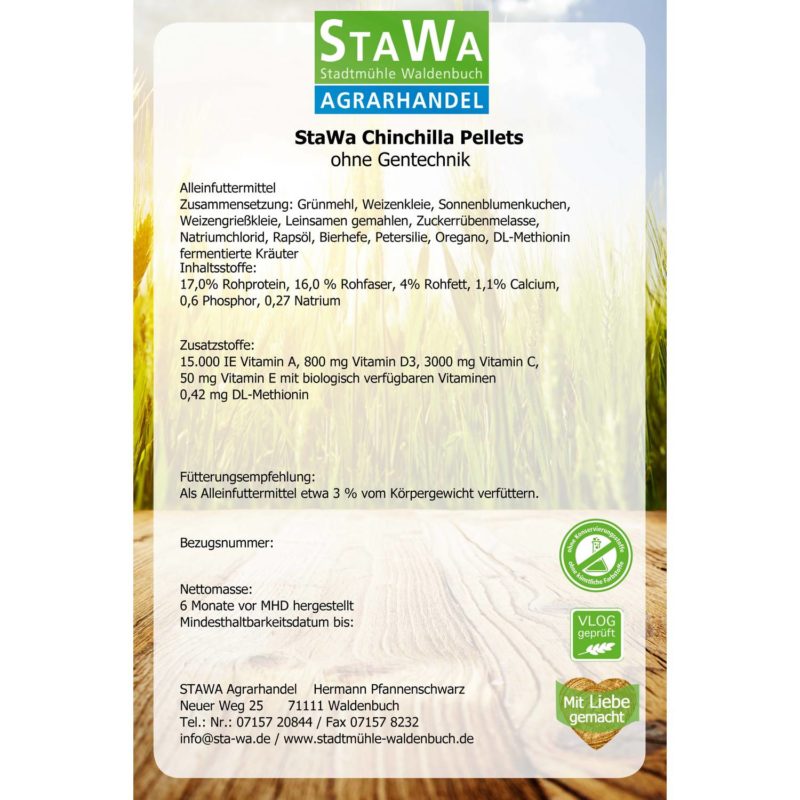 StaWa Chinchillafutter Pellets | ohne Gentechnik | 25 kg extra an Biotin – Detailbild 1 – jetzt kaufen bei Stadtmühle Waldenbuch