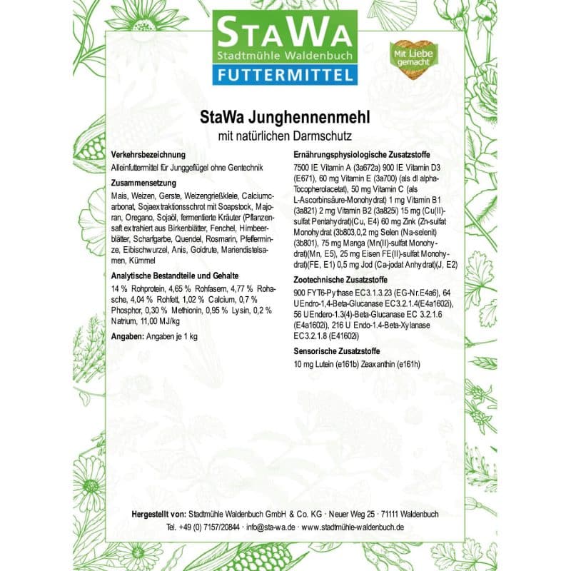 StaWa Junghennenmehl mit natürlichem Cocci-Schutz | ohne Gentechnik – Detailbild 3 – jetzt kaufen bei Stadtmühle Waldenbuch