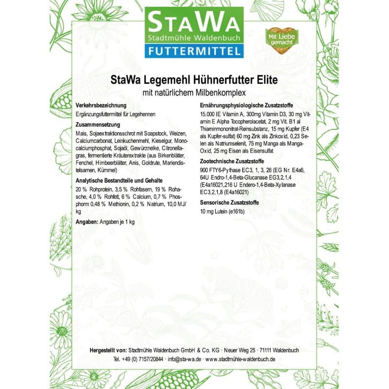 StaWa Legemehl Hühnerfutter Elite | mit natürlichem Milbenkomplex – Detailbild 3 – jetzt kaufen bei Stadtmühle Waldenbuch Onlineshop