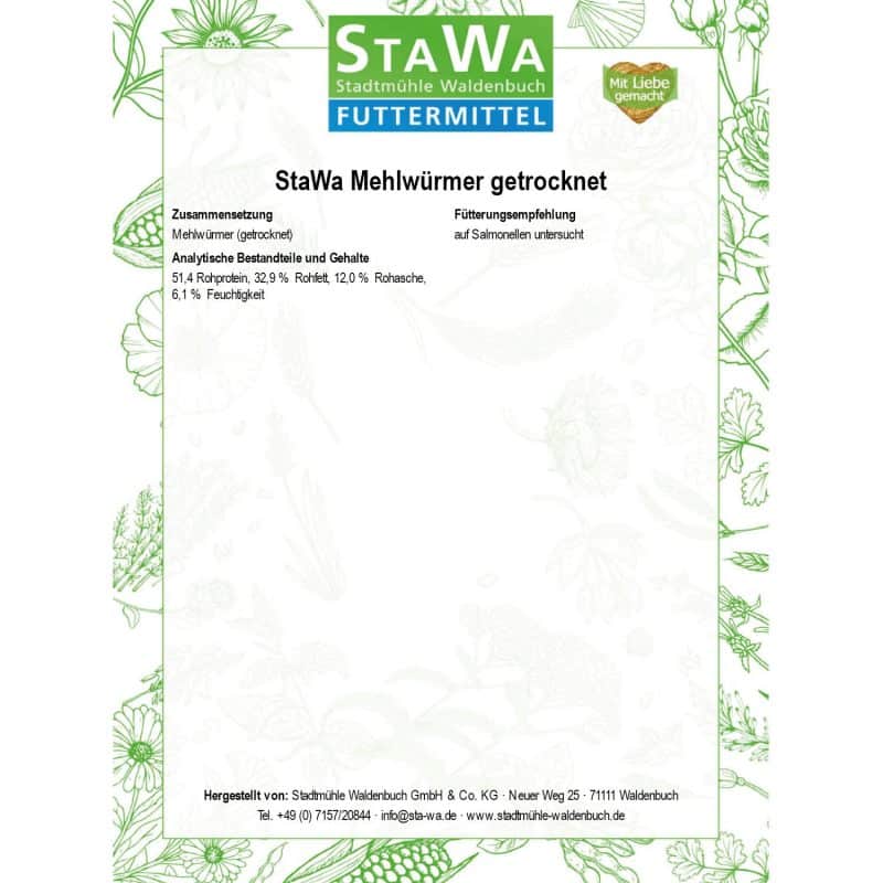 StaWa Mehlwürmer getrocknet – Detailbild 3 – jetzt kaufen bei Stadtmühle Waldenbuch Onlineshop