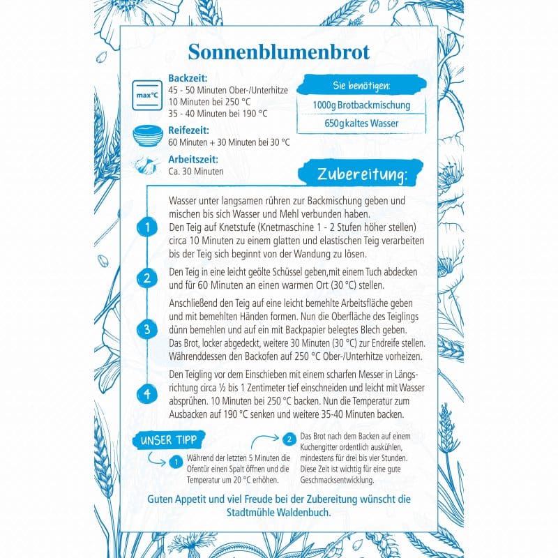 Sonnenblumenbrot | Brotbackmischung Feinste Bäckerqualität – Detailbild 1 – jetzt kaufen bei Stadtmühle Waldenbuch