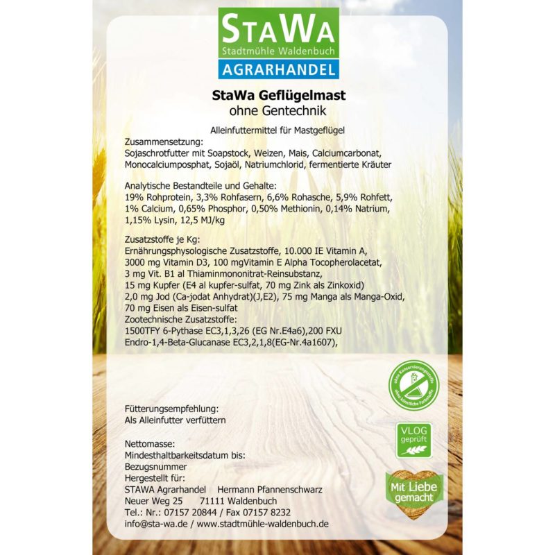 StaWa Geflügelmast 25 kg | ohne Gentechnik – Detailbild 2 – jetzt kaufen bei Stadtmühle Waldenbuch