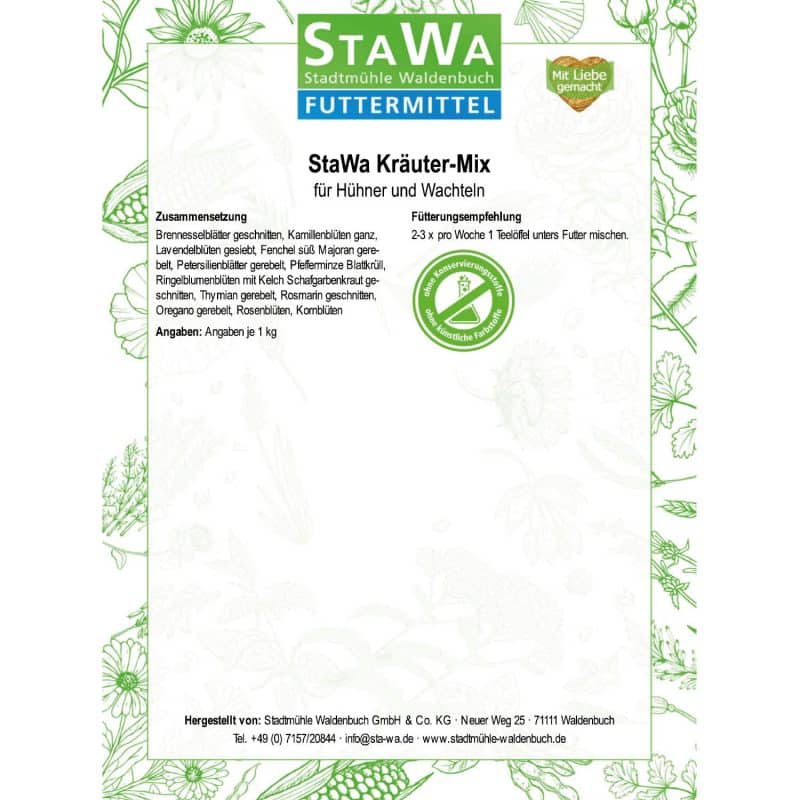 StaWa Kräuter-Mix für Hühner und Wachteln – Detailbild 1 – jetzt kaufen bei Stadtmühle Waldenbuch Onlineshop