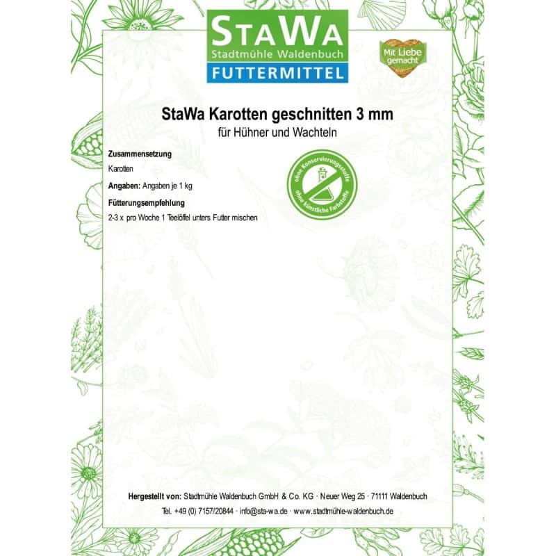 StaWa Karotten geschnitten 3 mm für Hühner und Wachteln – Detailbild 1 – jetzt kaufen bei Stadtmühle Waldenbuch