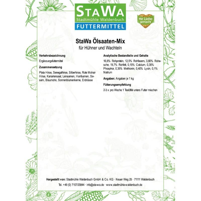 StaWa Ölsaaten-Mix für Hühner und Wachteln – Detailbild 1 – jetzt kaufen bei Stadtmühle Waldenbuch Onlineshop