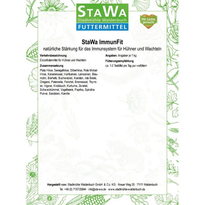 StaWa ImmunFit natürliche Stärkung für das Immunsystem für Hühner und Wachteln – Detailbild 1 – jetzt kaufen bei Stadtmühle Waldenbuch Onlineshop