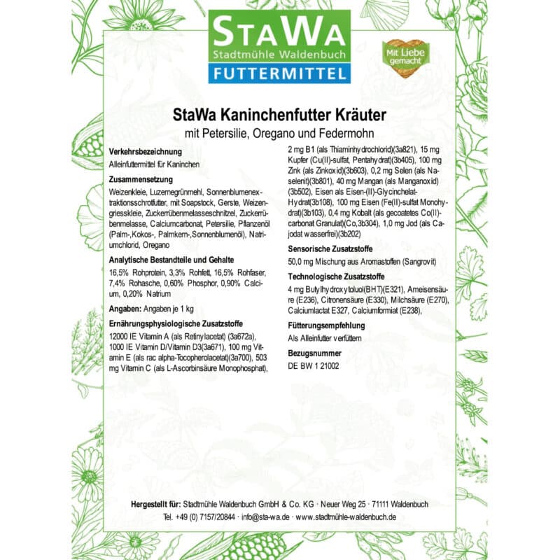 StaWa Kaninchenfutter Kräuter – Detailbild 1 – jetzt kaufen bei Stadtmühle Waldenbuch