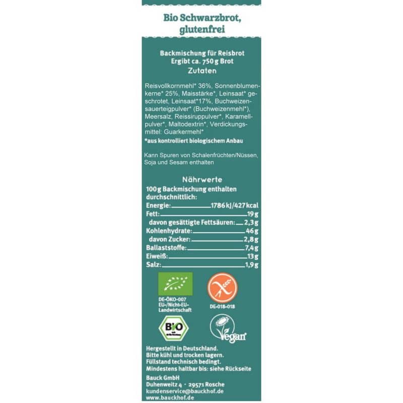 Bio Schwarzbrot Brotbackmischung, glutenfrei 500g – Detailbild 1 – jetzt kaufen bei Stadtmühle Waldenbuch