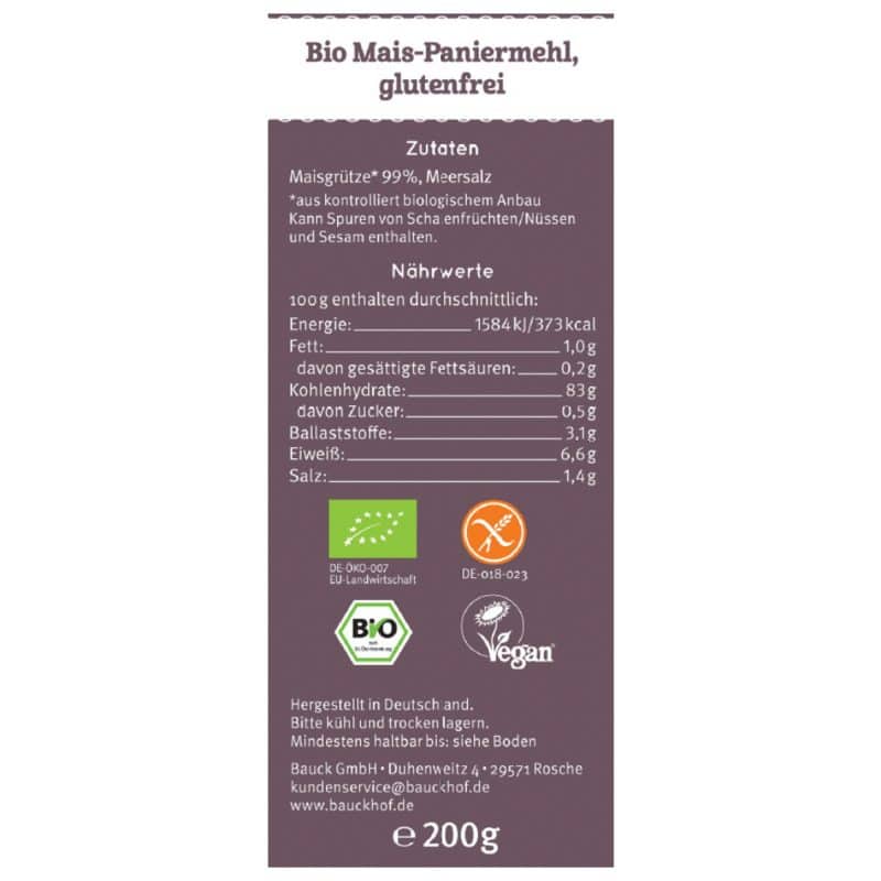 Bio Mais Paniermehl, glutenfrei 200g – jetzt kaufen bei Stadtmühle Waldenbuch