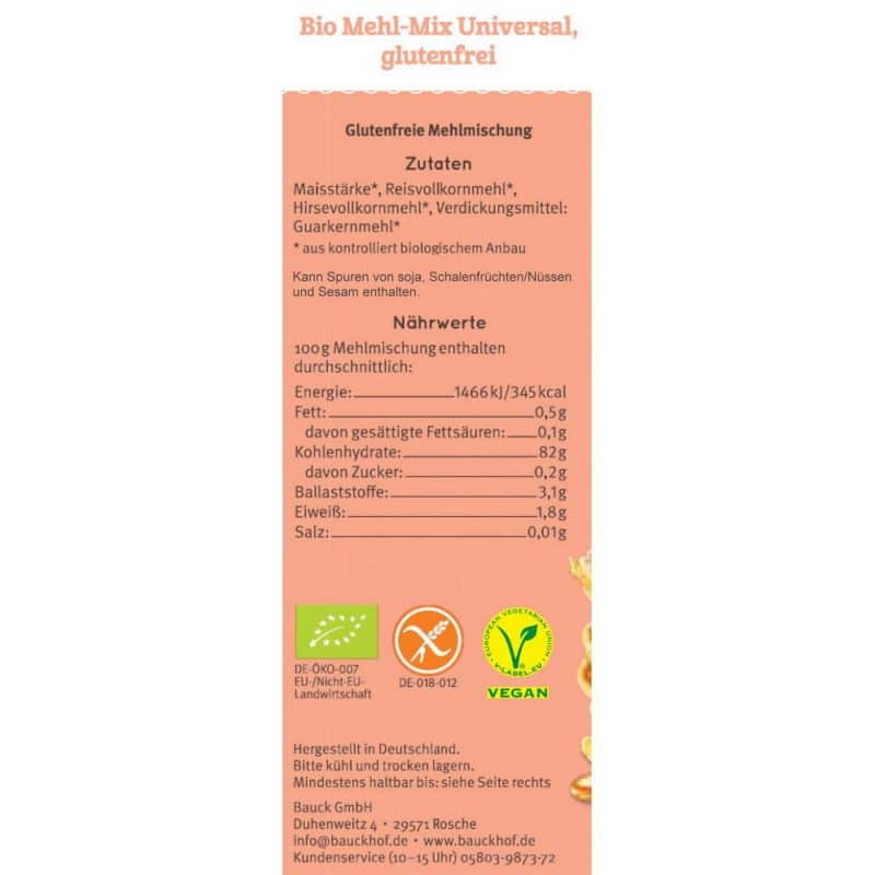 Bio Mehl-Mix Universal, glutenfrei 800g – Detailbild 1 – jetzt kaufen bei Stadtmühle Waldenbuch