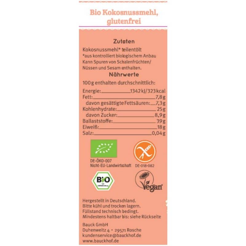Bauckhof Bio Kokosmehl, glutenfrei 250 g – Detailbild 1 – jetzt kaufen bei Stadtmühle Waldenbuch