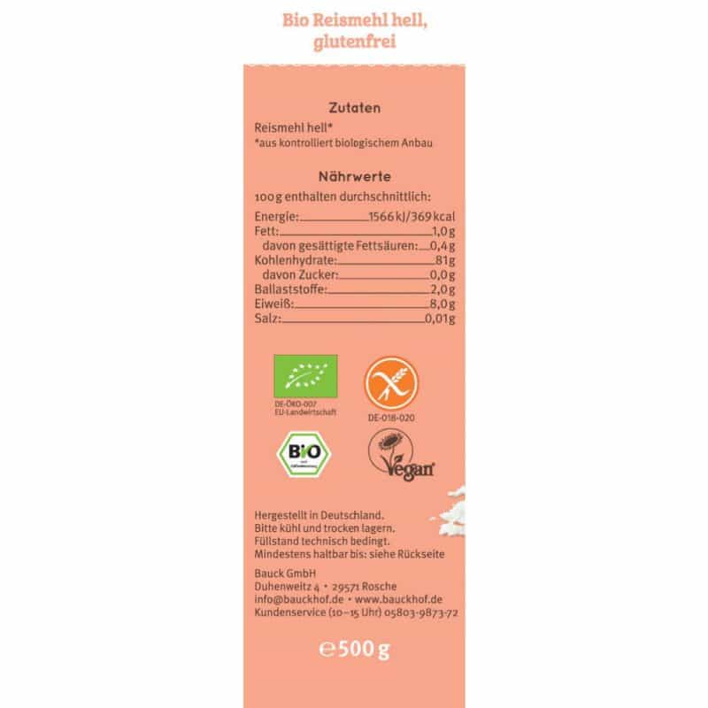 Bauckhof Bio Reismehl hell, glutenfrei 500 g – Detailbild 1 – jetzt kaufen bei Stadtmühle Waldenbuch Onlineshop