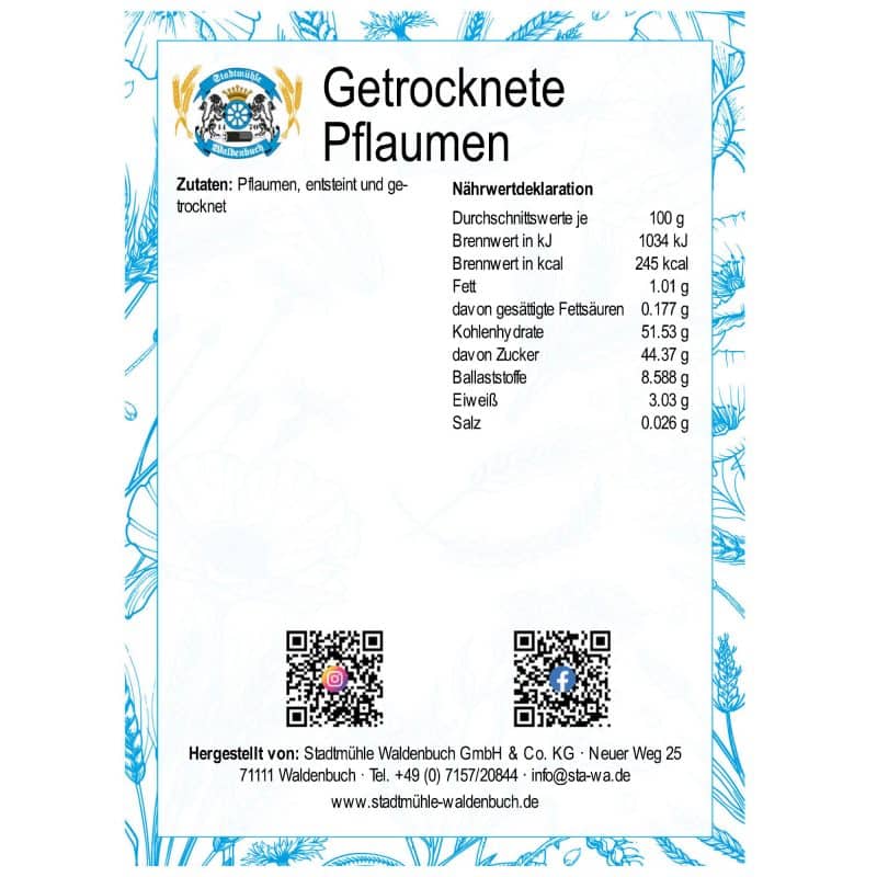 Getrocknete Pflaumen, ohne Sorbat und Stein – Detailbild 1 – jetzt kaufen bei Stadtmühle Waldenbuch