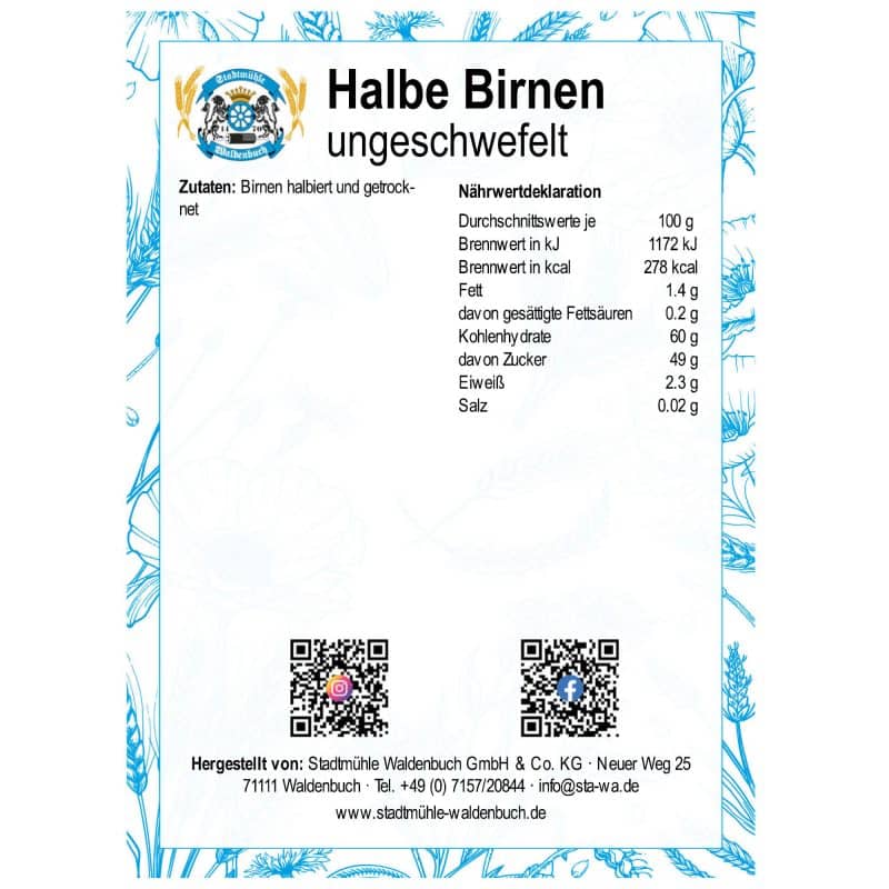 Halbe Birnen, ungeschwefelt – Detailbild 1 – jetzt kaufen bei Stadtmühle Waldenbuch