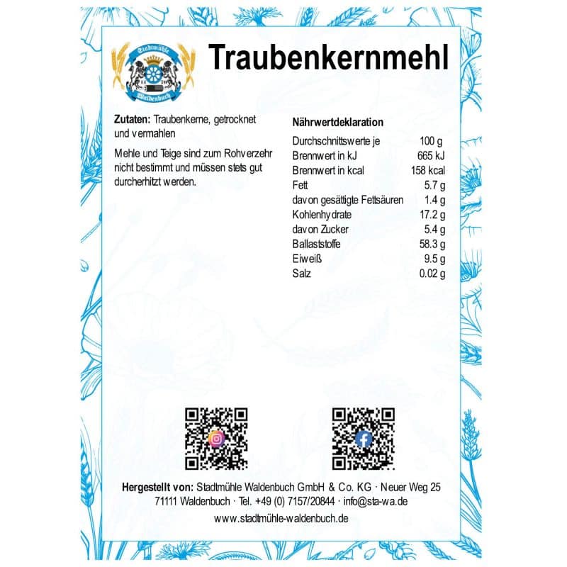Traubenkernmehl – Detailbild 2 – jetzt kaufen bei Stadtmühle Waldenbuch