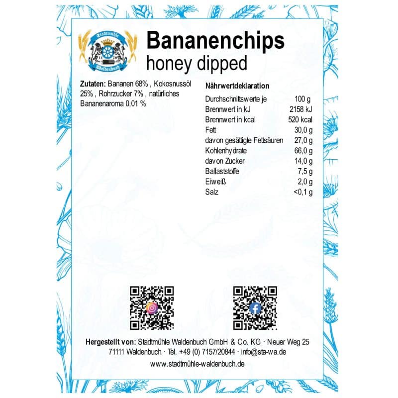 Bananenchips honey dipped – Detailbild 2 – jetzt kaufen bei Stadtmühle Waldenbuch