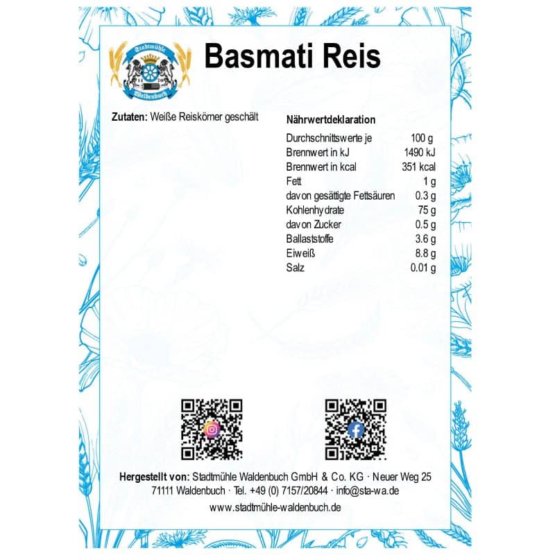 Basmati Reis – Detailbild 2 – jetzt kaufen bei Stadtmühle Waldenbuch