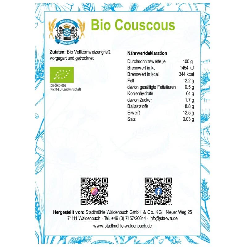 Bio Couscous – Detailbild 2 – jetzt kaufen bei Stadtmühle Waldenbuch