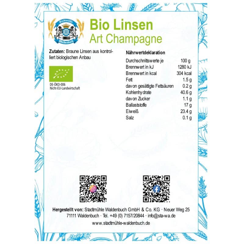 Bio Gourmet Linsen Art Champagne – Detailbild 2 – jetzt kaufen bei Stadtmühle Waldenbuch