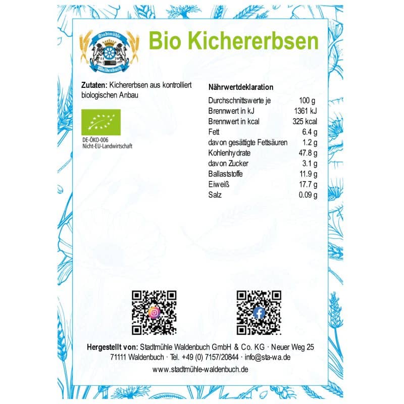Bio Kichererbsen – Detailbild 2 – jetzt kaufen bei Stadtmühle Waldenbuch