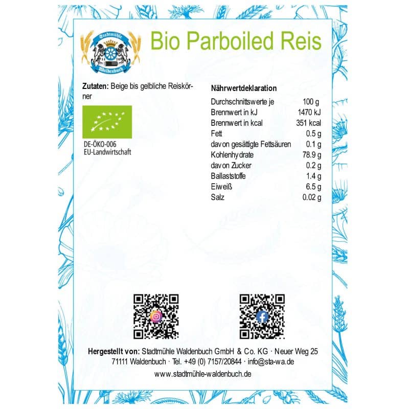 Bio Parboiled Reis – Detailbild 2 – jetzt kaufen bei Stadtmühle Waldenbuch