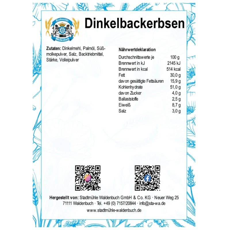 Dinkelbackerbsen – Detailbild 2 – jetzt kaufen bei Stadtmühle Waldenbuch