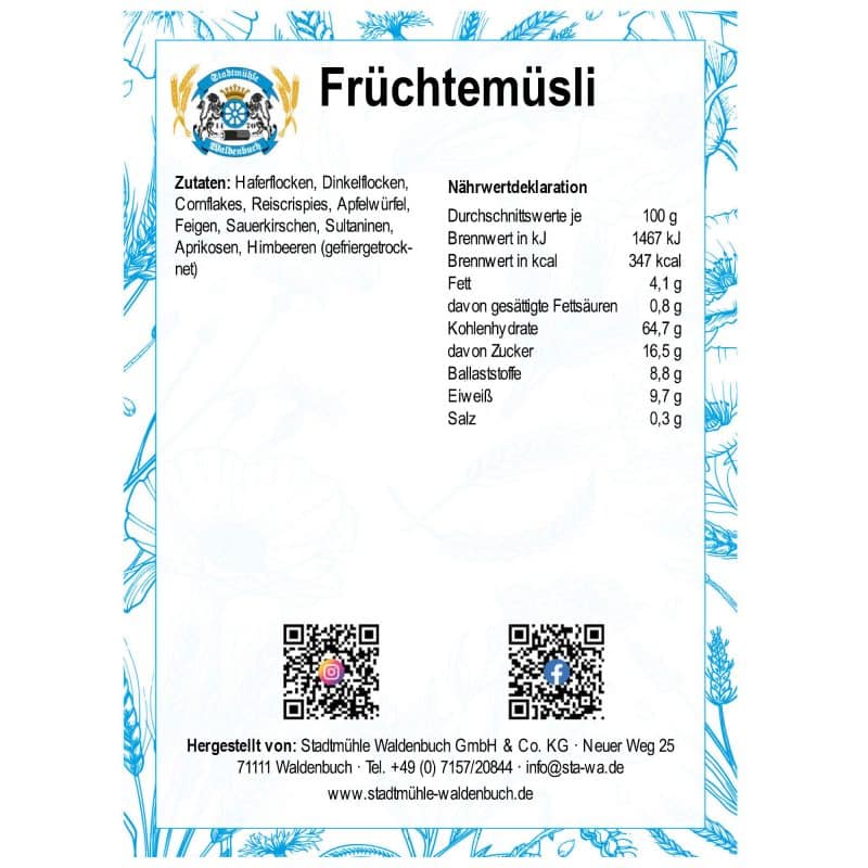 Früchtemüsli – Detailbild 2 – jetzt kaufen bei Stadtmühle Waldenbuch