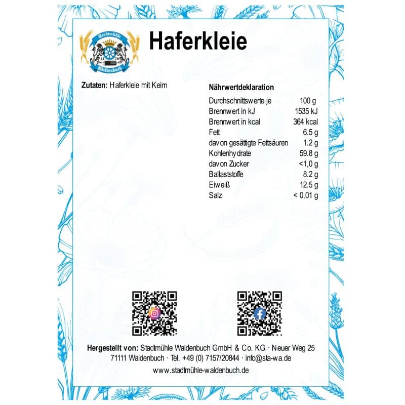 Haferkleie – Detailbild 2 – jetzt kaufen bei Stadtmühle Waldenbuch