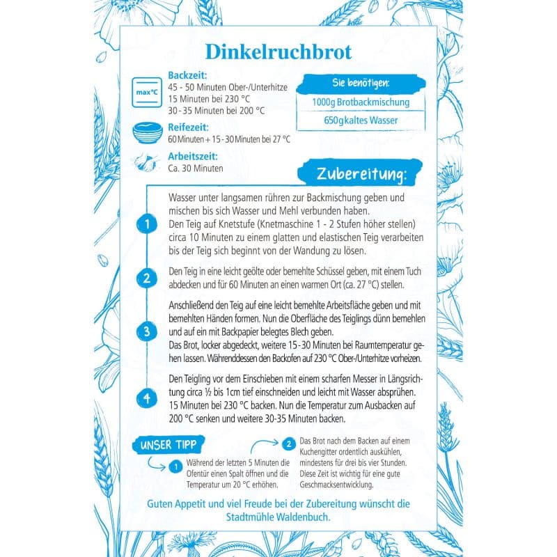 Dinkelruchbrot Brotbackmischung – Detailbild 1 – jetzt kaufen bei Stadtmühle Waldenbuch