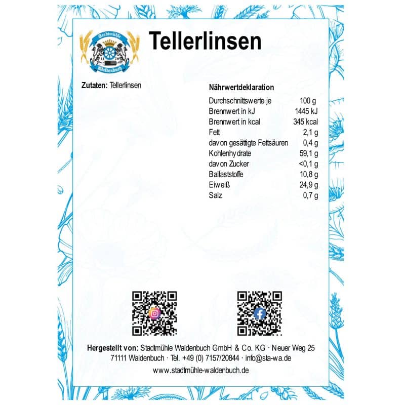 Tellerlinsen – Detailbild 2 – jetzt kaufen bei Stadtmühle Waldenbuch