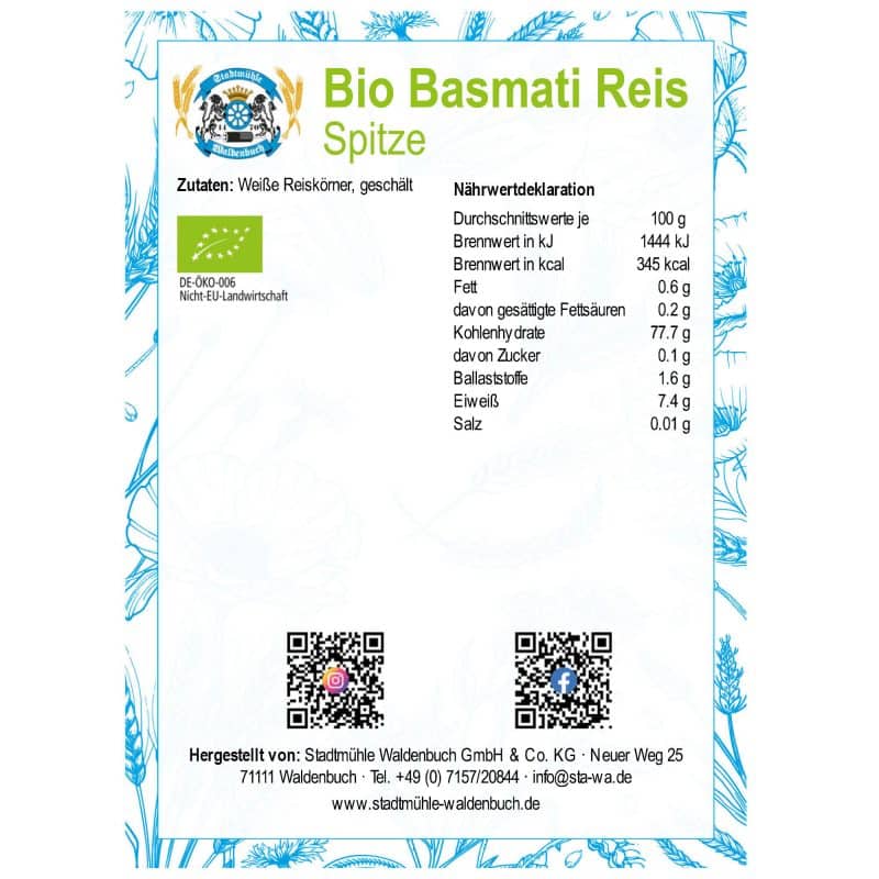 Bio Basmati Reis Spitze – Detailbild 2 – jetzt kaufen bei Stadtmühle Waldenbuch