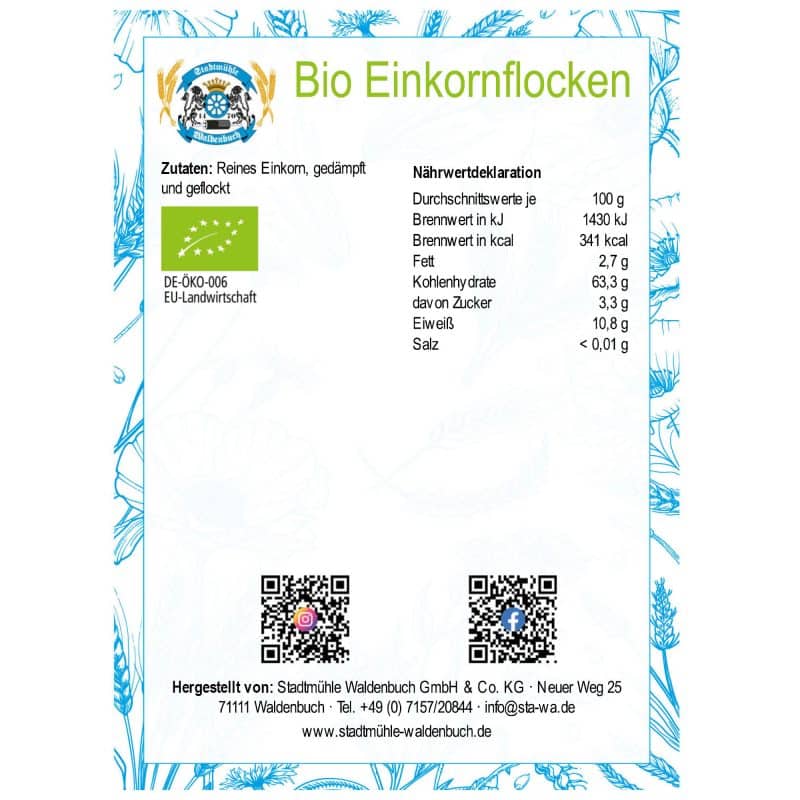Bio Einkornflocken – Detailbild 2 – jetzt kaufen bei Stadtmühle Waldenbuch