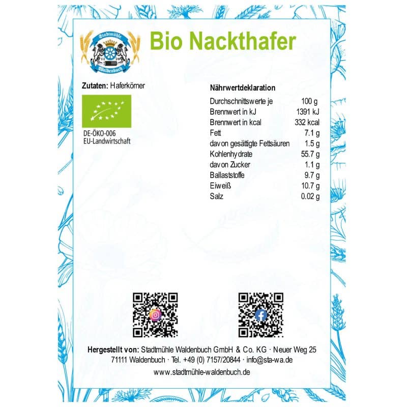 Bio Nackthafer – Detailbild 2 – jetzt kaufen bei Stadtmühle Waldenbuch