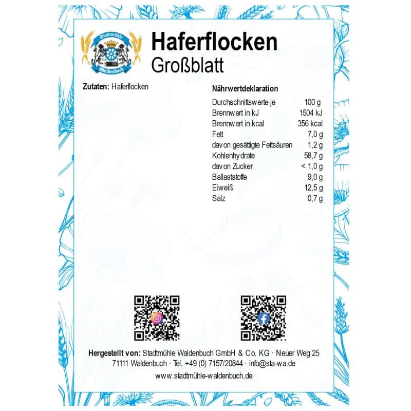 Haferflocken Großblatt – Detailbild 1 – jetzt kaufen bei Stadtmühle Waldenbuch