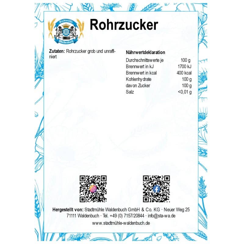 Rohrzucker – Detailbild 2 – jetzt kaufen bei Stadtmühle Waldenbuch