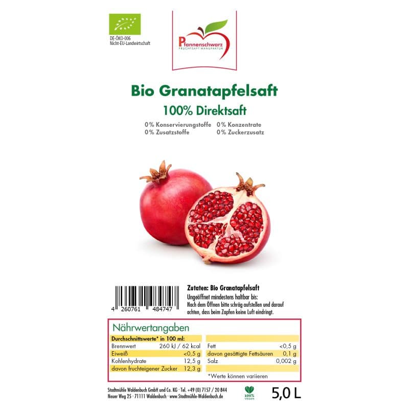 Bio Granatapfelsaft 100% Direktsaft Bag in Box 5 L – Detailbild 2 – jetzt kaufen bei Stadtmühle Waldenbuch