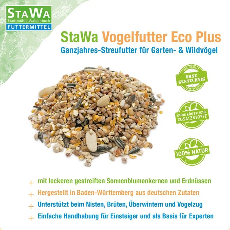 StaWa Vogelfutter Eco Plus 25 kg | Streufutter für Gartenvögel und Wildvögel | Ganzjahresfutter – Detailbild 1 – jetzt kaufen bei Stadtmühle Waldenbuch